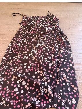 Wonder Nation Black Floral Sundress with Pink & White Blooms